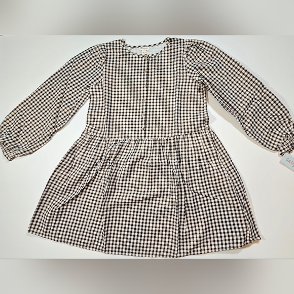 Cat & Jack Girls Dress Black White Gold Gingham Print Plaid Size XXL (18) - Picture 9 of 11
